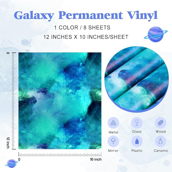 Tintnut Galaxy Permanent Vinyl 8 Sheets 12x10in Blue Self Adhesive Vinyl |