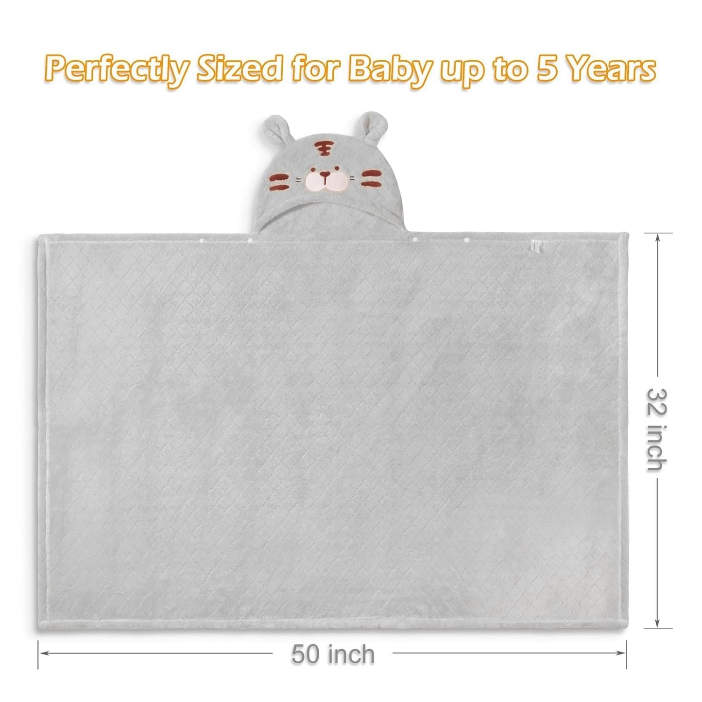 Toddler Towels with Hood, Toddler Bath Towel, 2 Pcs Coral Fleece Hooded Towel,Hooded Bath Towels with 1-3 Large Size 50 * 32 Inch Baby Towel Green&Grey Set