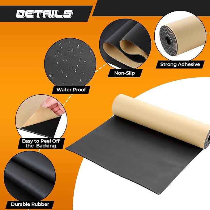 NATGAI Sponge Neoprene with Adhesive Foam Rubber Sheet 1/8” Thick X 12” Wide X