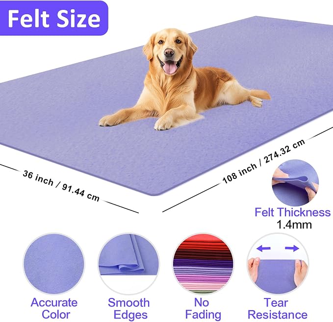 XSEINO Lavender Large Felt Fabric 108" X 36 ", 1.4 mm Thick Soft Felt Fabric