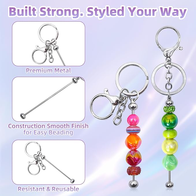 28 Pcs Beadable Keychain Bars