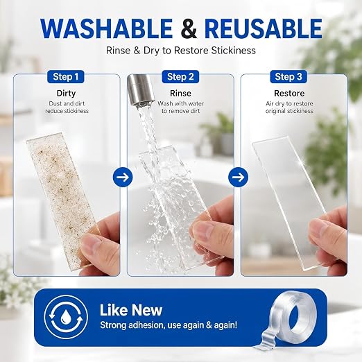 Double Sided Tape Heavy Duty, Nano Clear Mounting Tape, Picture Hanging Poster