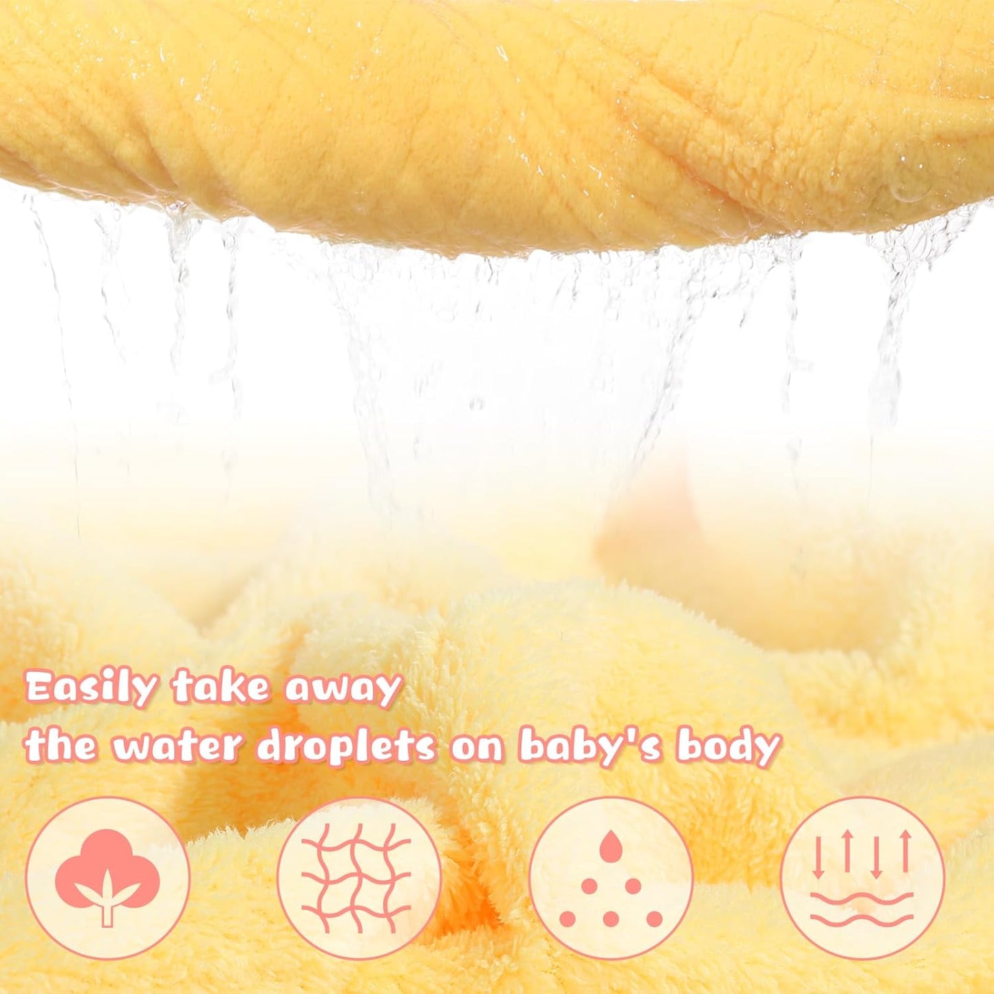 Baby Bath Towels with Hood,2 Pack Animal Hooded Toddler Bath Towel Baby Bath Towels Hooded Kids Towel for Boy Girl Baby Towels with Hood (32 x 50 Inch, L x W),Yellow Chick & Pink Duck