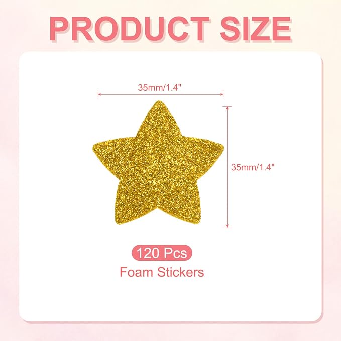 PATIKIL 1.4"x1.4" Star Foam Stickers