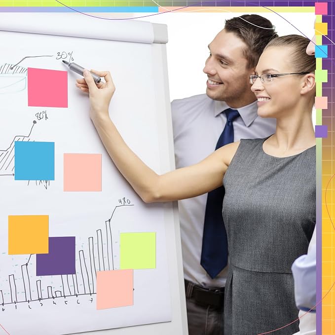 Kajaia 24 Pads Full Adhesive Sticky Notes Colorful Sticky Notes Adhesive Memo