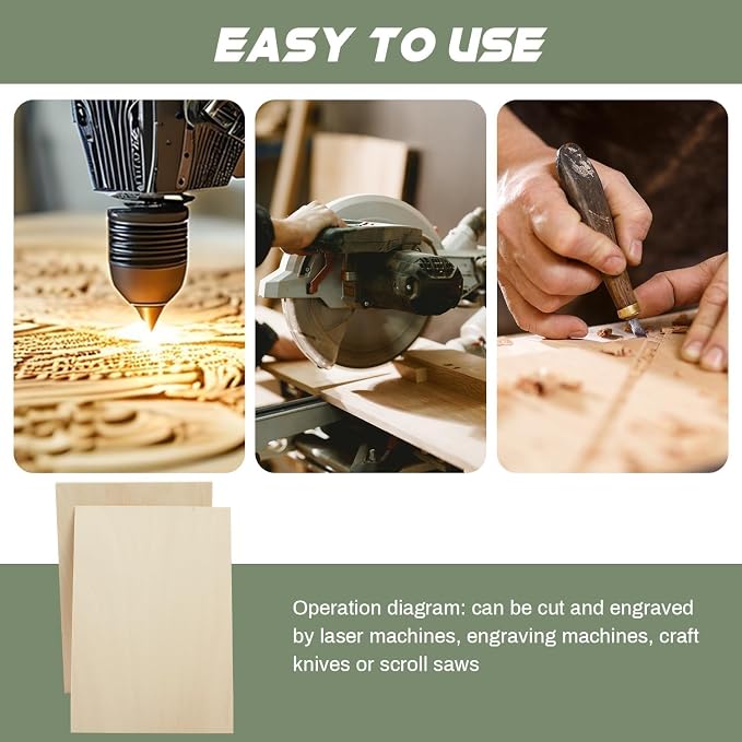 6 Pack Plywood Sheets, Unfinished Wood Boards Blanks