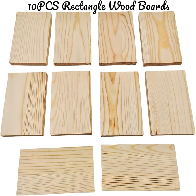 10PCS Rectangle Wood Boards Unfinished Wood Blocks