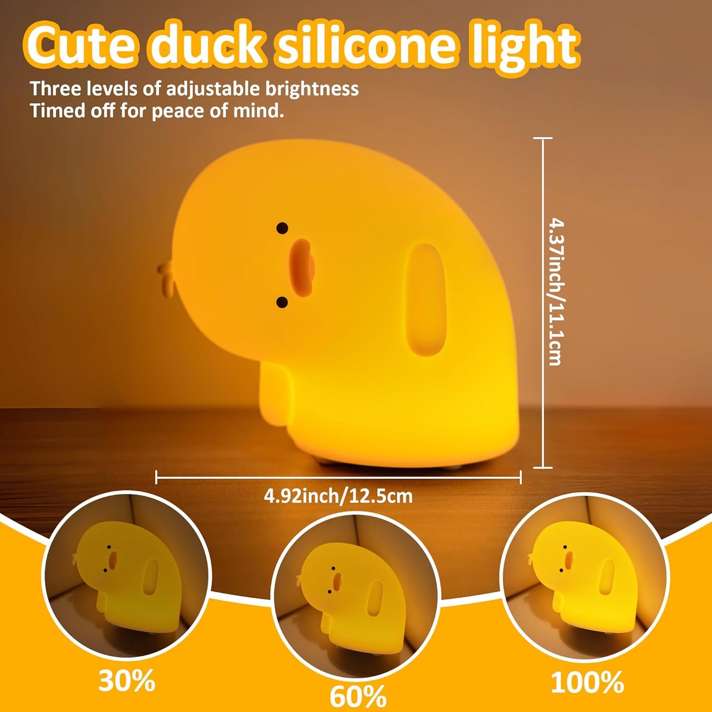 Duck Night Light, Duck Gifts for Girl, Duck Lamp Gifts Bedside Lamp for Nursery, ABS+SIL, Touch Control, Portable and Rechargeable Dimmable, Birthday Gifts for Boys Girls