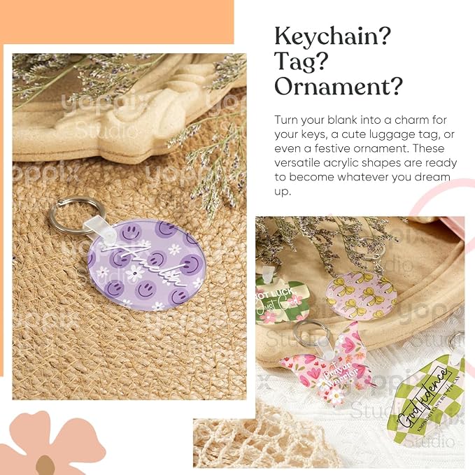 YOPPIX 90 Pcs Sublimation Acrylic Keychain Blank kit,
