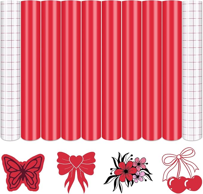 Tintnut Red Permanent Vinyl 8 Sheets 12''x10'' Solid Color Adhesive Vinyl |