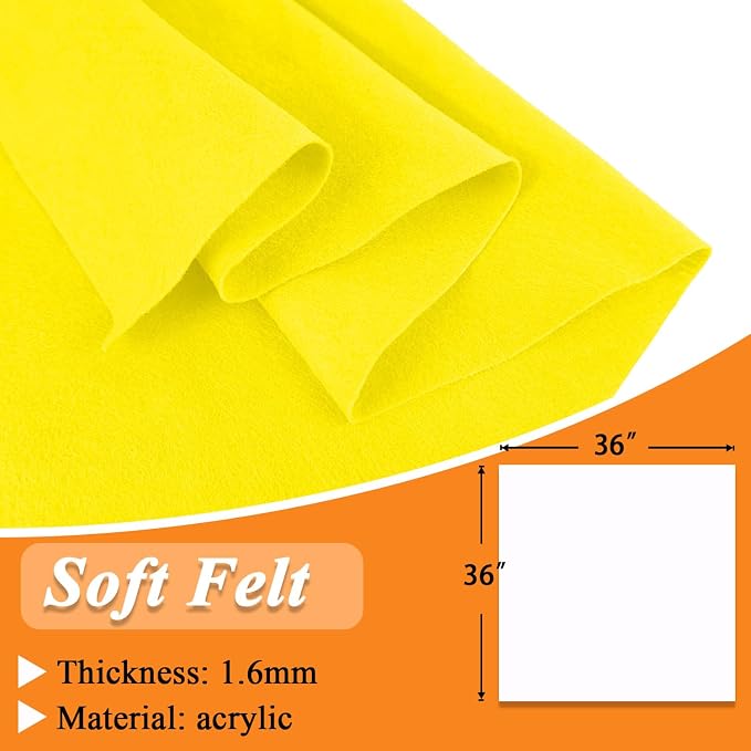 IONTACH 36" X 36" Yellow Soft Felt Fabric 1.6mm Thick | Felt Sheets