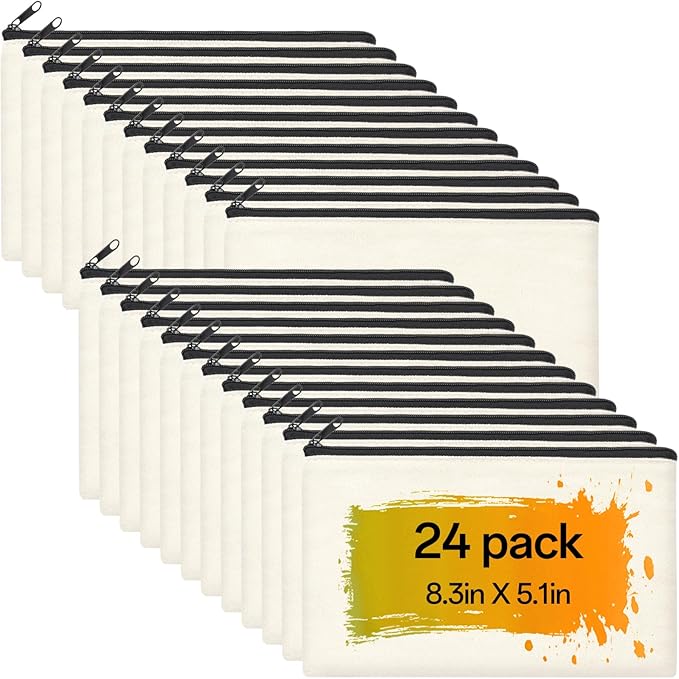 ZeeDix Canvas Zipper Pouch Bulk – 8.3 x 5 Inches Cotton Canvas Pouches