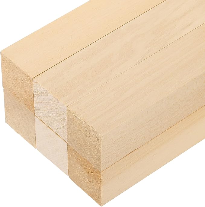 MECCANIXITY 6Pcs Basswood Sticks, 1.2" x 1.2" x 8" Square Wooden Dowel Rods