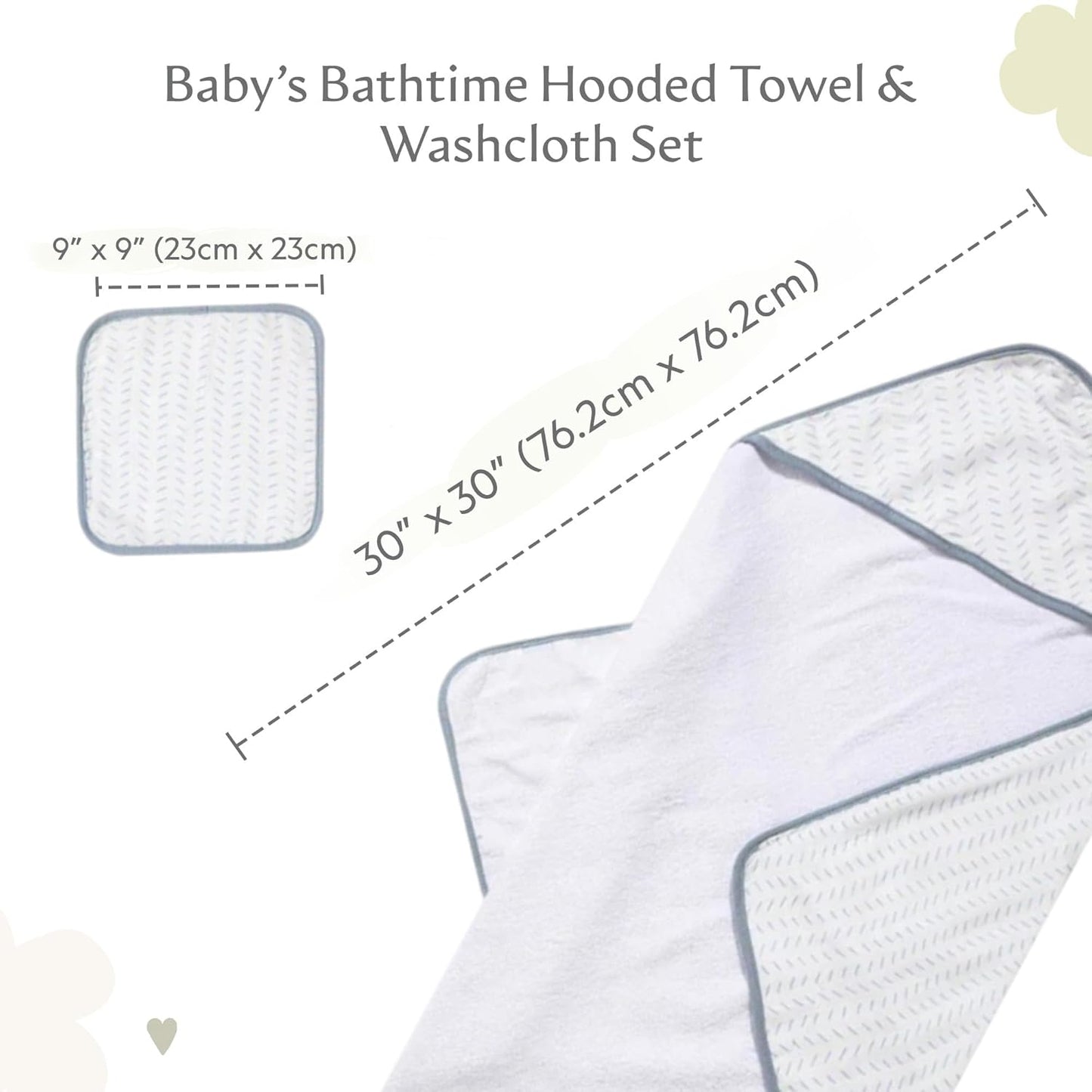 Bamboo Viscose Baby Hooded Towel & Washcloth Set for Babies and Toddlers, Soft & Absorbent, 70% Viscose from Bamboo, 30% Cotton Muslin - Imported (Blue Dash)