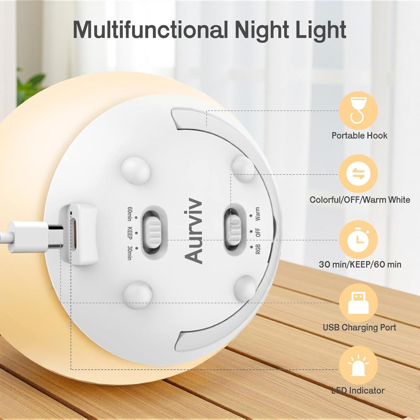 Baby Night Light, Rechargeable Touch Control Night Light with Stepless Dimming & 7 RGB Color Change, Soft Portable Kids Egg Light with 30/60 Mins Auto Off for Bedside, Breastfeeding
