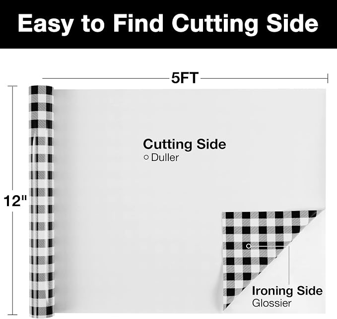 TORC Black White Buffalo Plaid HTV Vinyl 12 inch x 5 ft, Check Heat Transfer
