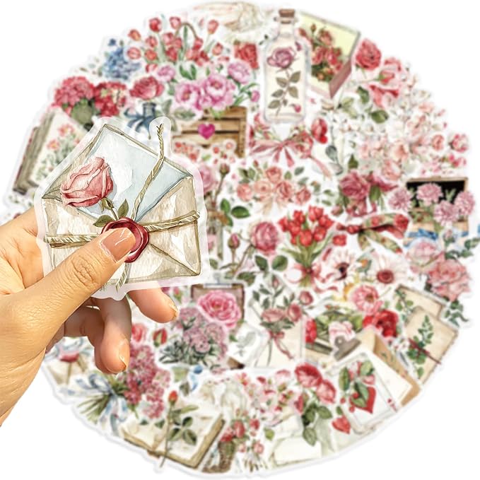 Vintage Rose Flower Scrapbooking Stickers