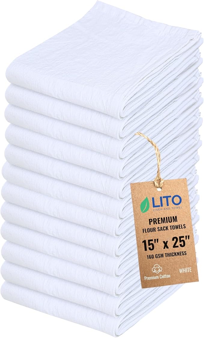 Flour Sack Towels | Tea Towel for Crafts| Kitchen Dish Cotton Blank Towel for
