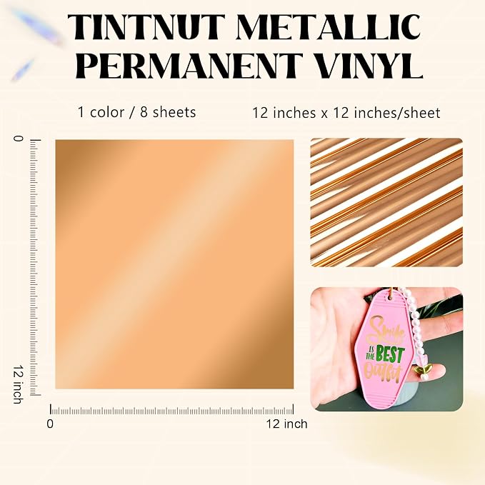 Tintnut Holographic Permanent Vinyl 8 Pcs 12x12in Orange Adhesive Vinyl | Solid
