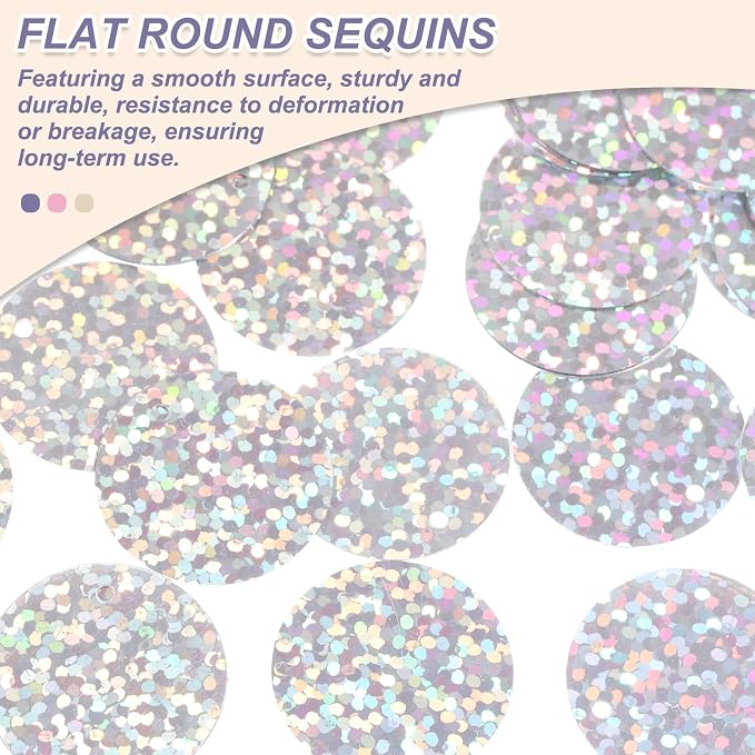 MECCANIXITY 700 Pcs Flat Round Sequins 15mm/0.6 Inch Loose Paillettes Craft