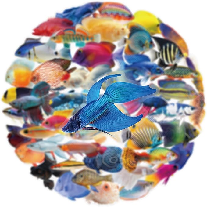 50PCS Clear Tropical Marine Life Ocean Stickers PET Fish Aesthetic Sticker