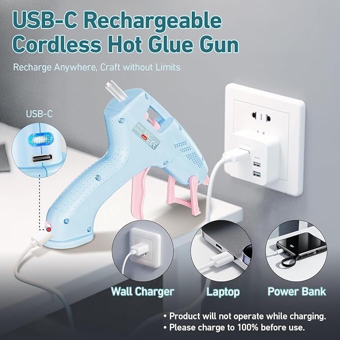 Cordless Hot Glue Gun, 20W Hot Glue Gun