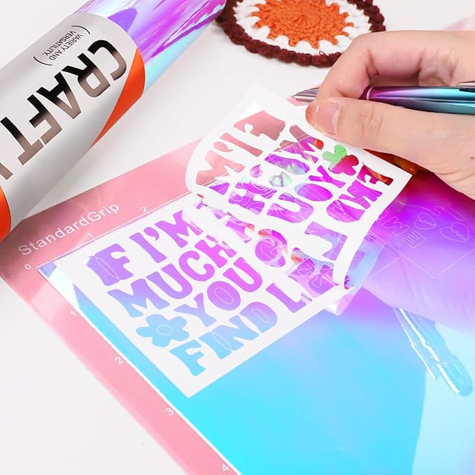 WRAPXPERT Holographic Permanent Vinyl, Color Shift Chrome Adhesive Vinyl Easy