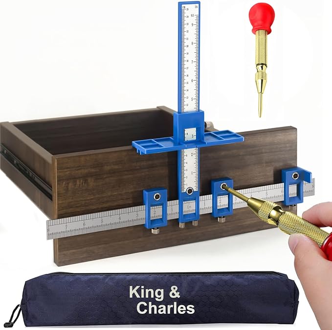 King&Charles Cabinet Hardware Jig & Automatic Center Punch Set. | Avoid Jitter