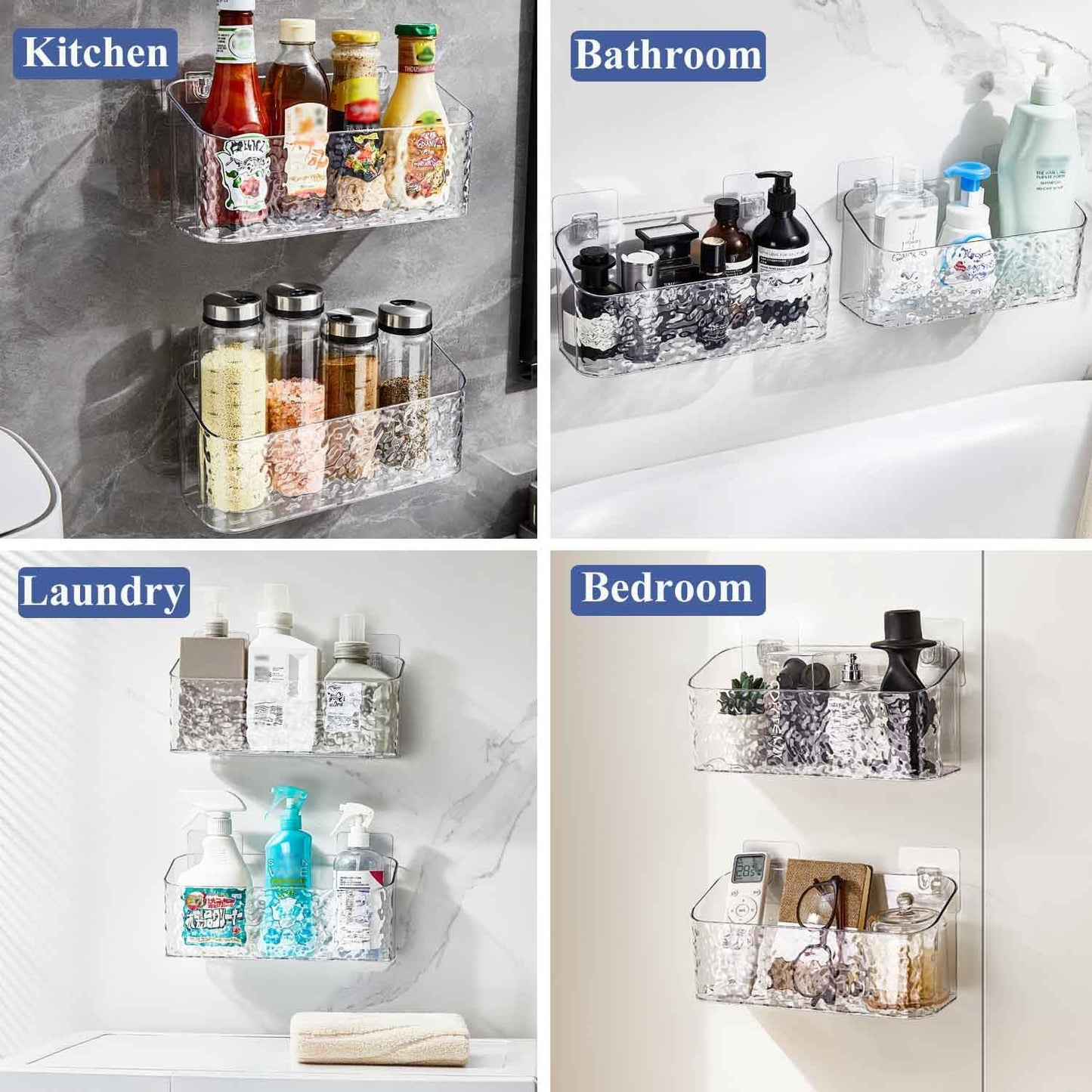 UNIKON Bath Toy Storage Holder Bathtub Toy Organizer, Large Capacity Shower Caddy for Bathroom, Clear Wave, 2 Pack