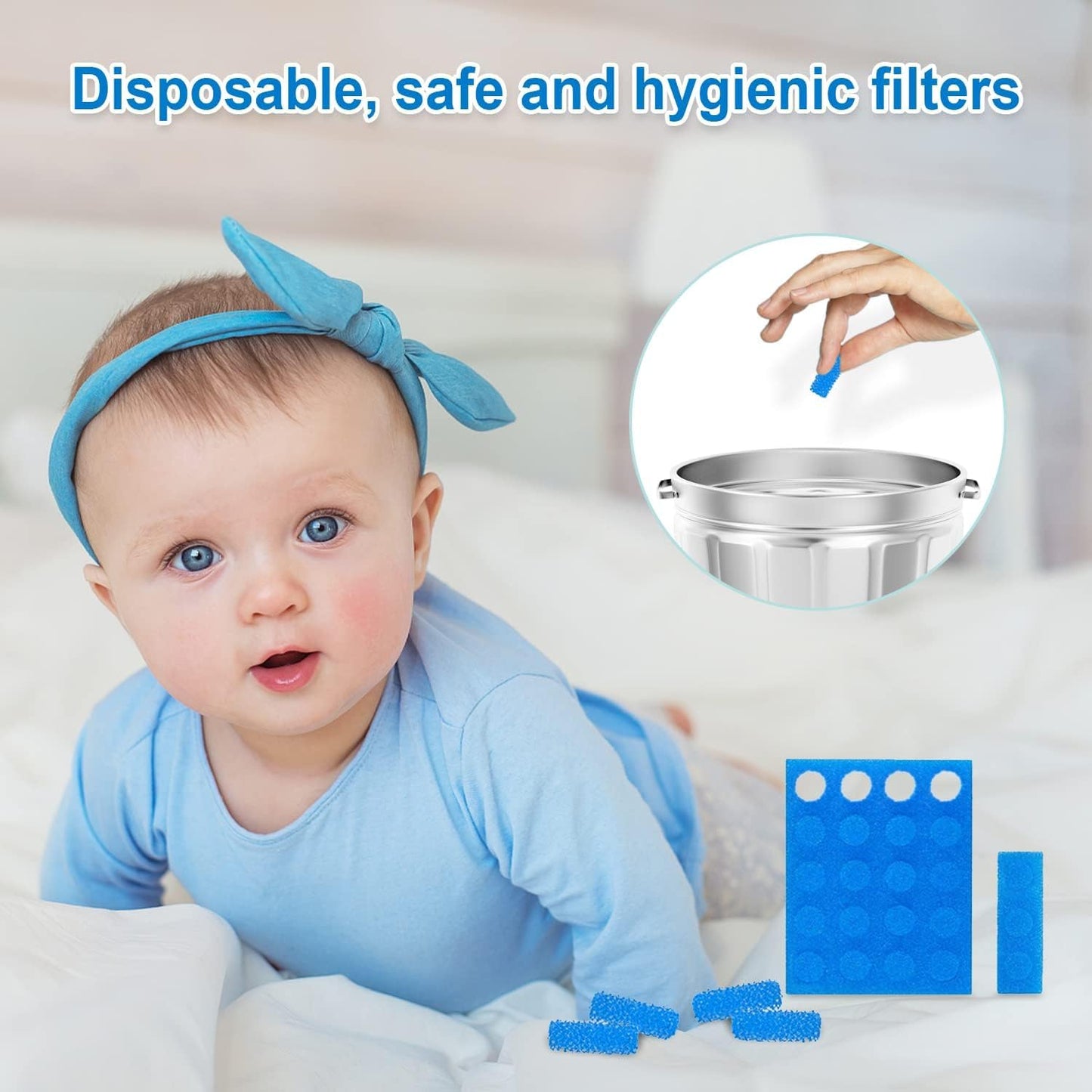 Baby Nasal Aspirator with 24 Filters , Baby Nose Sucker for Toddler, Sealed Design & Soft Silicone Tip, BPA-Free