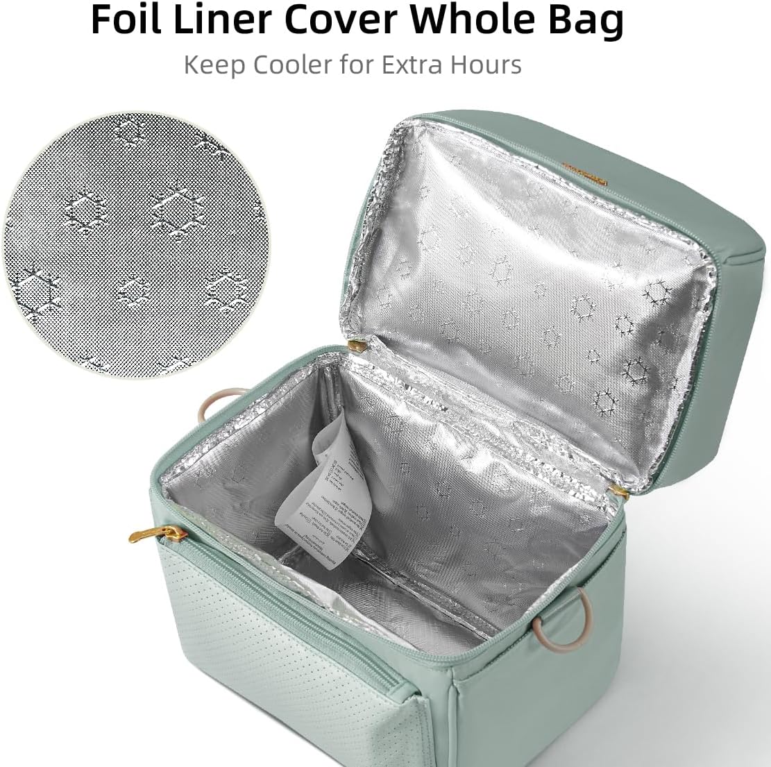 Sunveno Breastmilk Cooler Bag with 2 Ice Packs & Detachable EPP Insulation Box, 15-Hour Cold Retention Foil-Lined Leak-Proof Tote Fits 3 Baby Bottles for On-The-Go Pumping Moms, Daycare & Travel