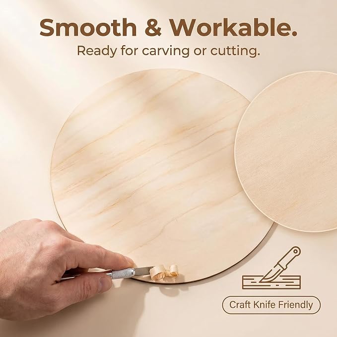 10 Pack Blank Unfinished Round Wood DIY Crafts Signs 2mm Basswood Sheets