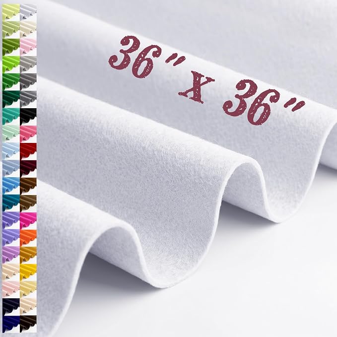Large Felt Fabric Sheet 36 x 36 Inch, 1.6mm Thick | Soft nonwoven felt