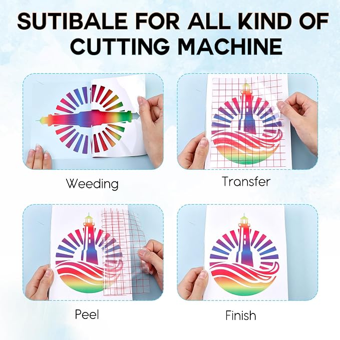Tintnut Rainbow Permanent Vinyl 12 Sheets 12x10in Ombre Adhesive Vinyl |