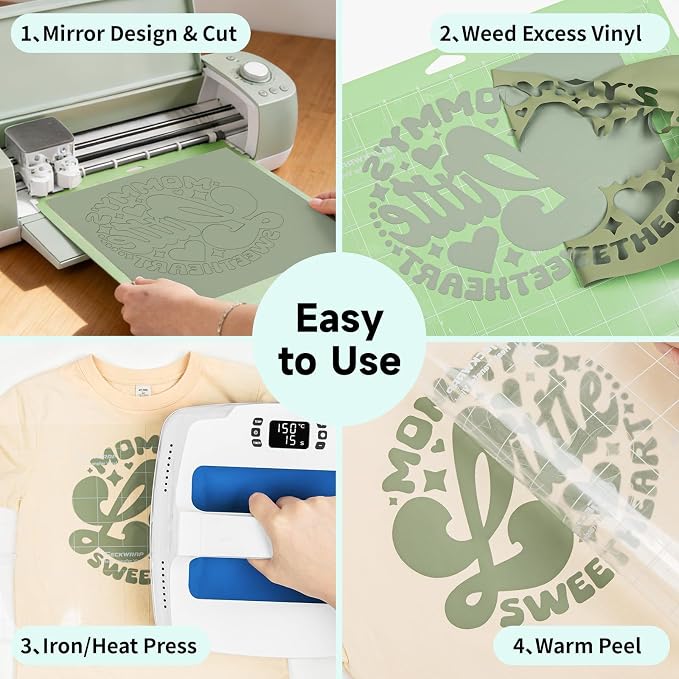 TECKWRAP Heat Transfer Vinyl for T-Shirts, 50+ Washes, REACH Certified & Dryer