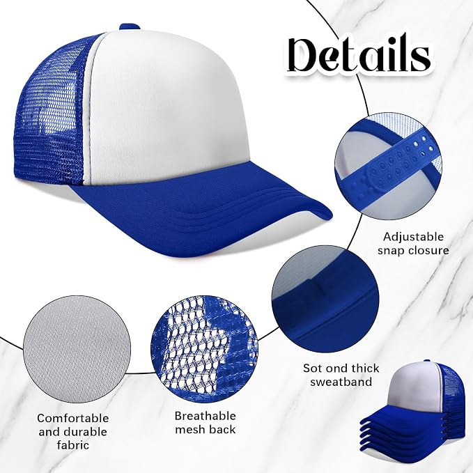 Vabean 24 Pack Sublimation Blank Cap Trucker Mesh Cap Unisex Plain Blank