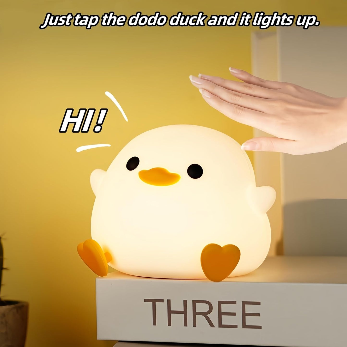 DoDo Duck Night Light, Cute Duck Lamp, Soft Silicone Dimmable Nursery Night Light, Touch Control & Rechargeable Night Lamp for Girls & Boys Bedroom, Living Room