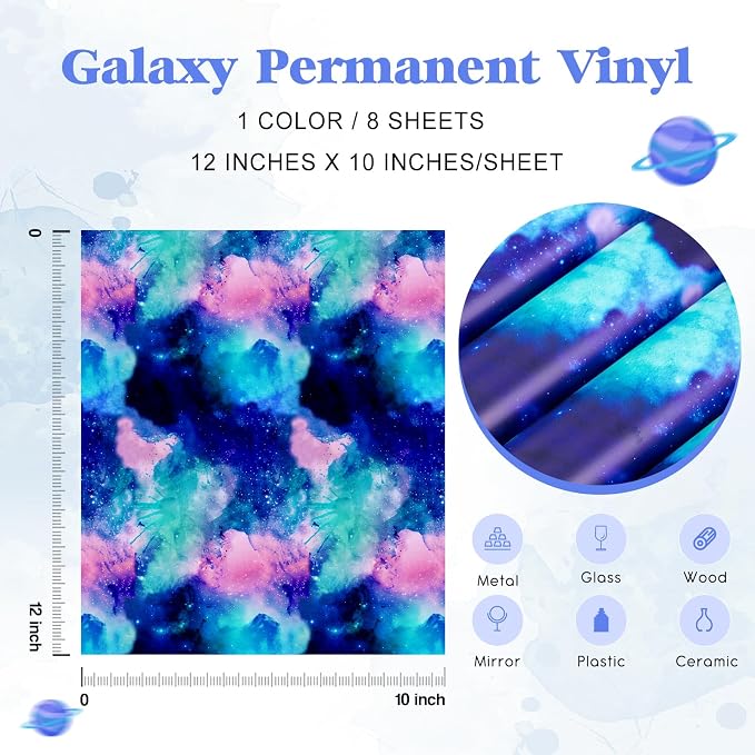 Tintnut Galaxy Permanent Vinyl 8 Sheets 12x10in Pink Blue Adhesive Vinyl |