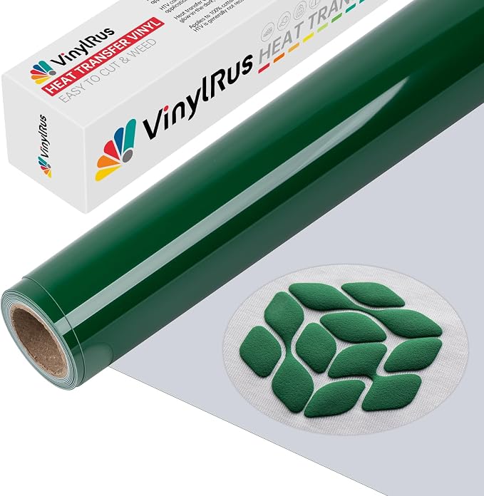 VinylRus Puff Heat Transfer Vinyl-12” x 5ft Green Heavy Duty Puff Iron on Vinyl