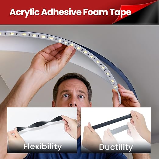 Double Sided Heavy Duty Tape, 15.42 FT × 0.25 in Mounting Adhesive Foam Tape