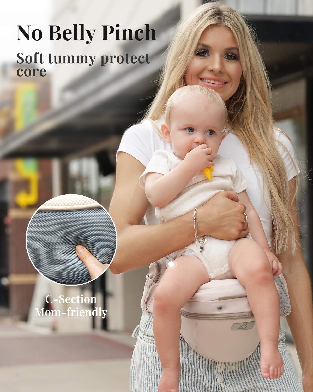 MOMTORY StowNGO Pro Baby Carrier, Safety-Certified 6-in-1 Ultra Storage Baby Carrier Newborn to Toddler, Front & Back Baby Holder Carrier with Hip Seat, Soft Pink