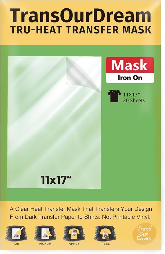 TransOurDream Heat Transfer Mask & Iron on Tape- Iron-On Clear Positioning Film