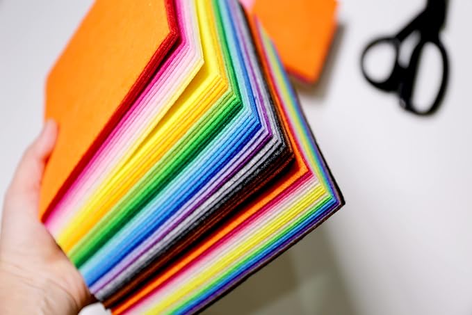 42PCS Colored Felt Fabric Sheets, 6 x 6 inches Macdori Craft Felt Squares