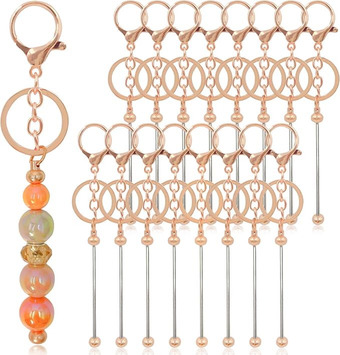 28 Pcs Beadable Keychain Bars