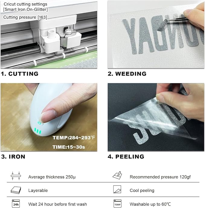 Efuncro- 10 Pack Glitter HTV 12'' x 10'' Heat Transfer Vinyl Bundle, Iron on