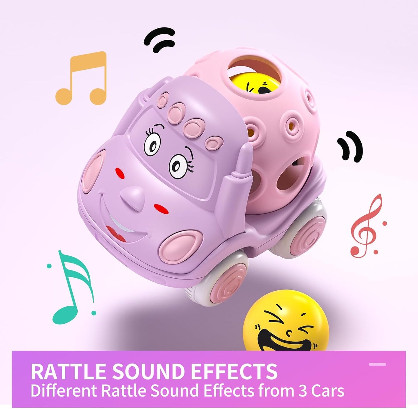 Toy Cars for Toddler Girl Push and Go Rattle Car, Toddlers Push Cars Play Car Toys, Rattles Noisy Cars Trucks Active Girl Toys Brithday