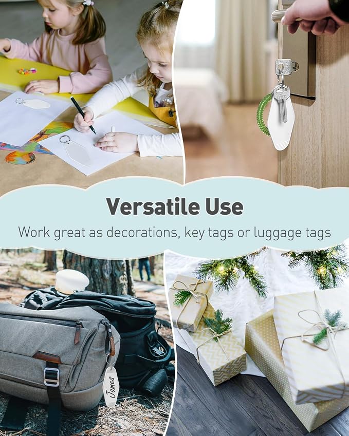 Uniclife 10 Pcs Blank Hotel Keychain Tags, Vintage Motel Keychain
