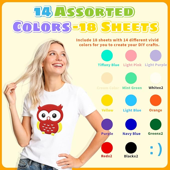 Puff Vinyl Heat Transfer-18 Pcs Puff HTV Heat Transfer Vinyl Sheets Assorted