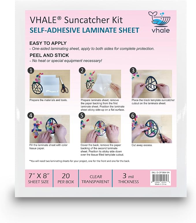 VHALE Glossy Clear Self-Adhesive Overlay Laminating Sheet Contact Papers
