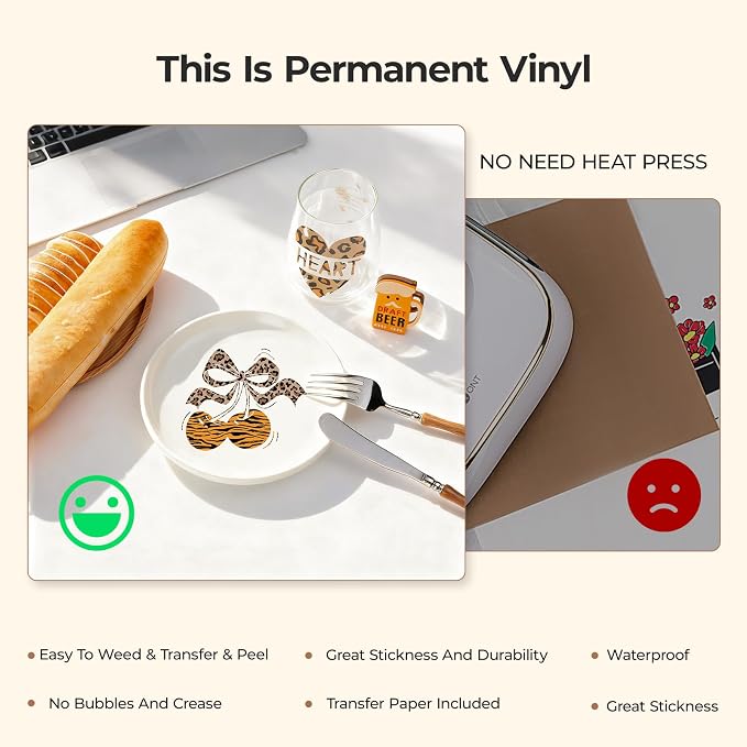 HTVRONT Leopard Permanent Vinyl 10 Pack Compatible